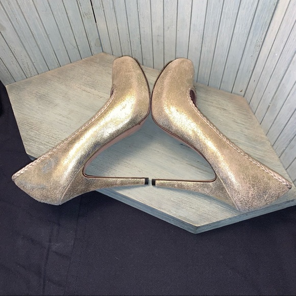 Cordon Como Gold Leather Platform Heels Made in Brazil 8 - Picture 5 of 9